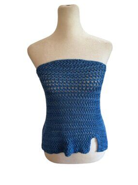 Peppermayo Crochet Tube Top S/M Blue NWT